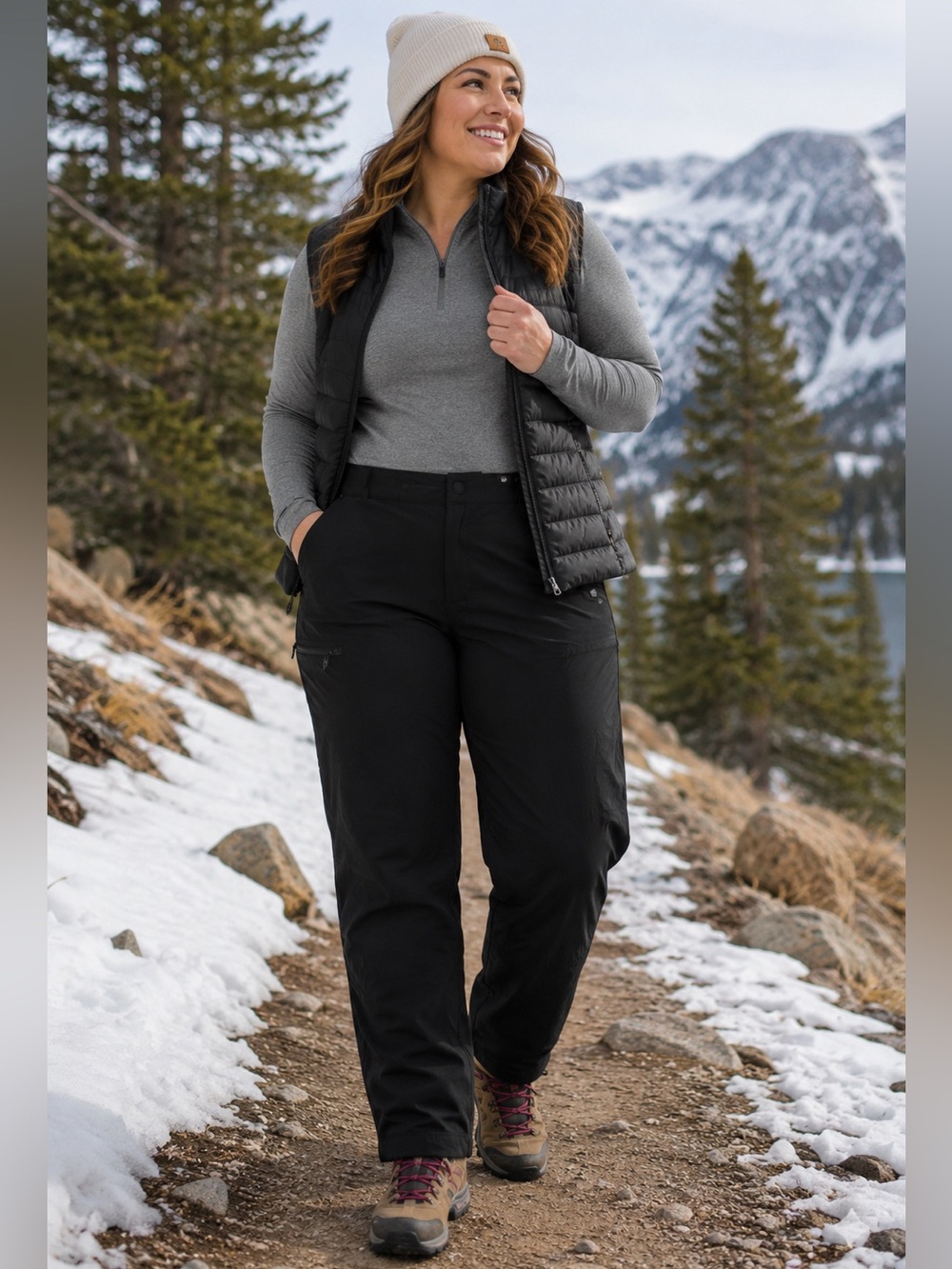 Mountain Hardwear Women’s 14 Black Fleece Lined Softshell Hiking Pants